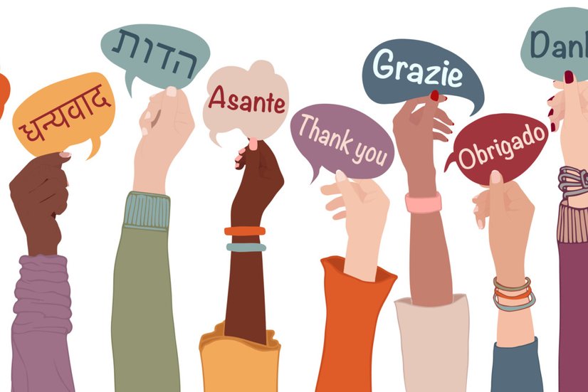 Hände mit verschiedenen Sprachen