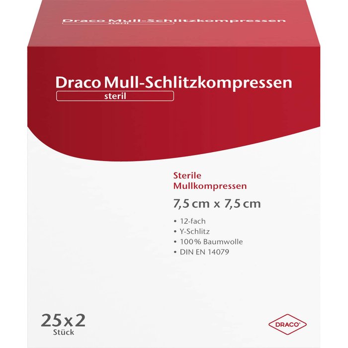 Draco Mull-Schlitzkompressen steril, Packshot