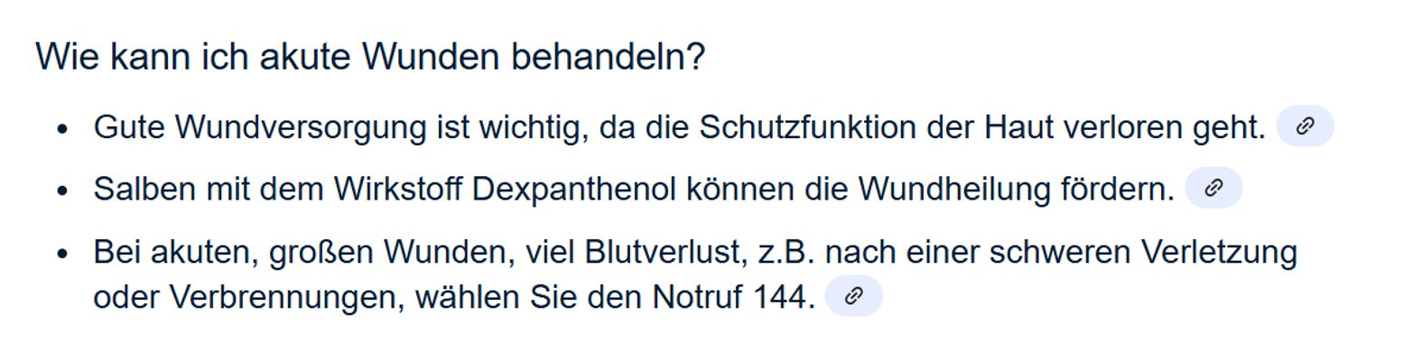 Screenshot: KI rät zur Notrufnummer 144