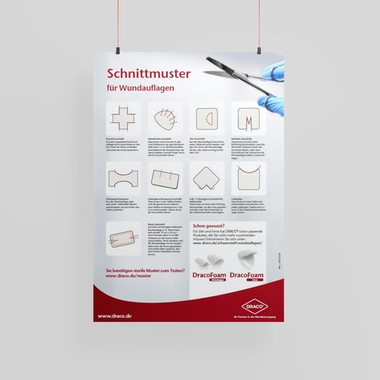 Plakat: Schnittmuster für Wundauflagen