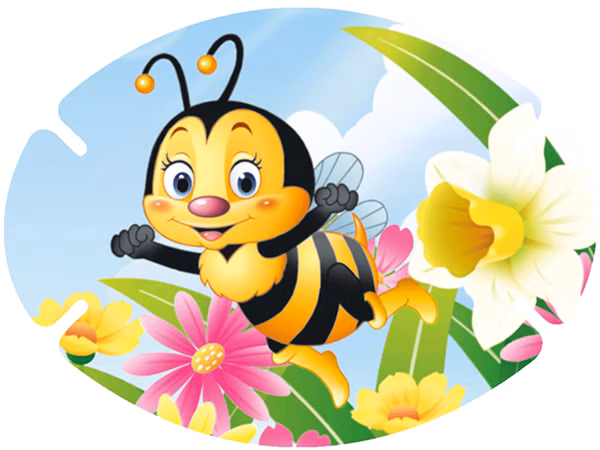 augenpflaster-motiv-biene.png Nahaufnahme einer Biene mit Blumen
