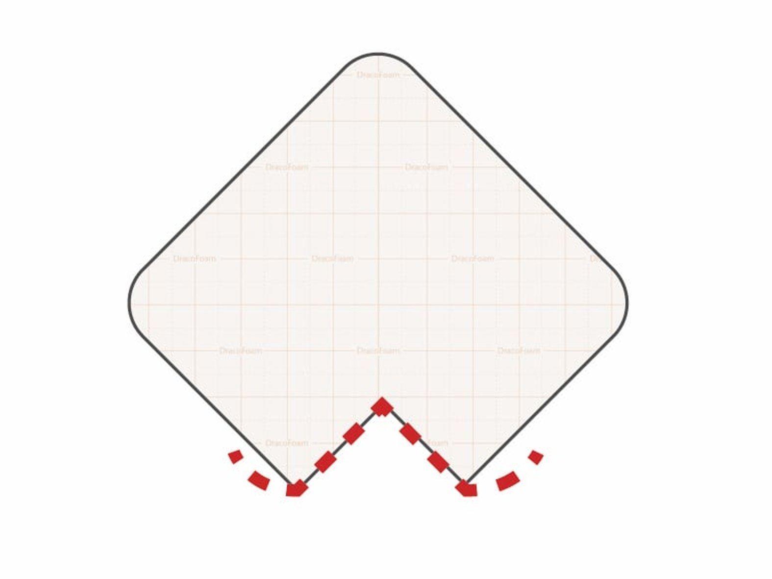 V-Zuschnitt einer Wundauflage, Fuß Außenseite