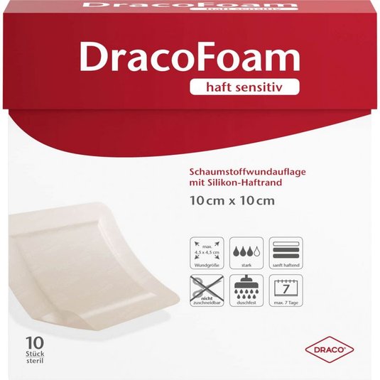 DracoFoam haft sensitiv Schaumstoff-Wundauflage, Packshot