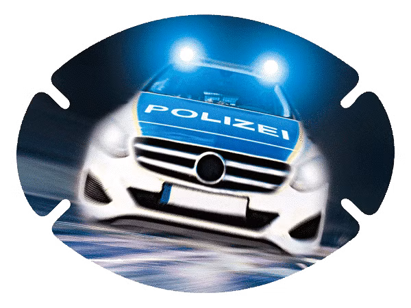 augenpflaster-motiv-polizei.pn Polizeiauto mit Sirene