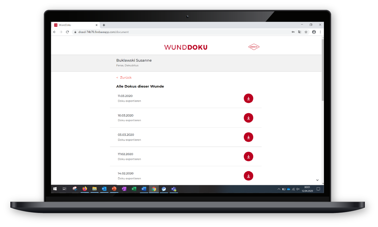 WundDoku App auf Laptop