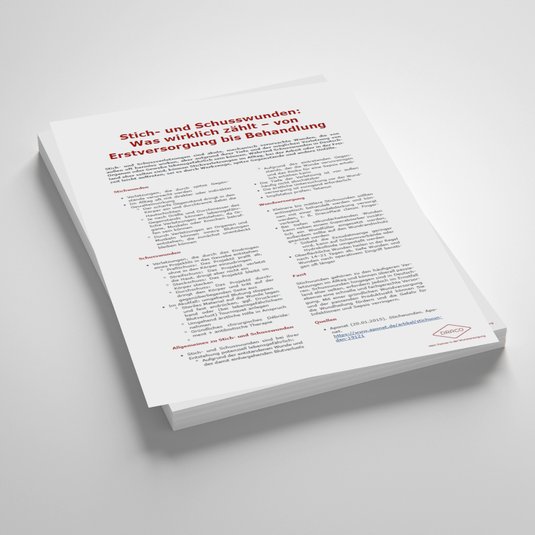 Vorschaubild Handout: Stich- und Schusswunden: Was wirklich zählt – von Erstversorgung bis Behandlung