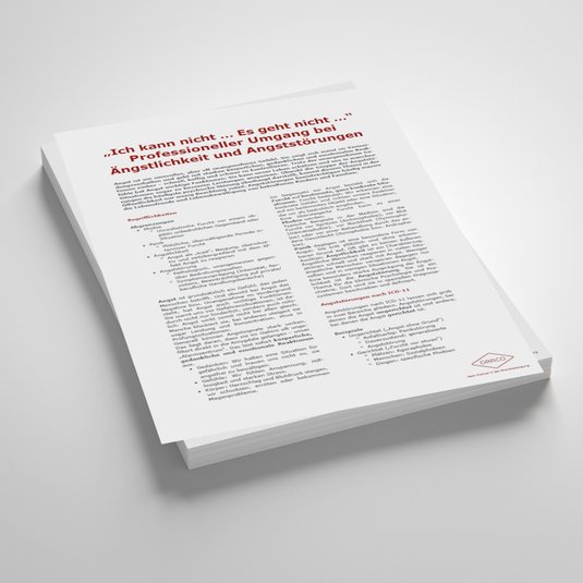 Vorschaubild Handout: Professioneller Umgang bei Ängstlichkeit und Angststörungen