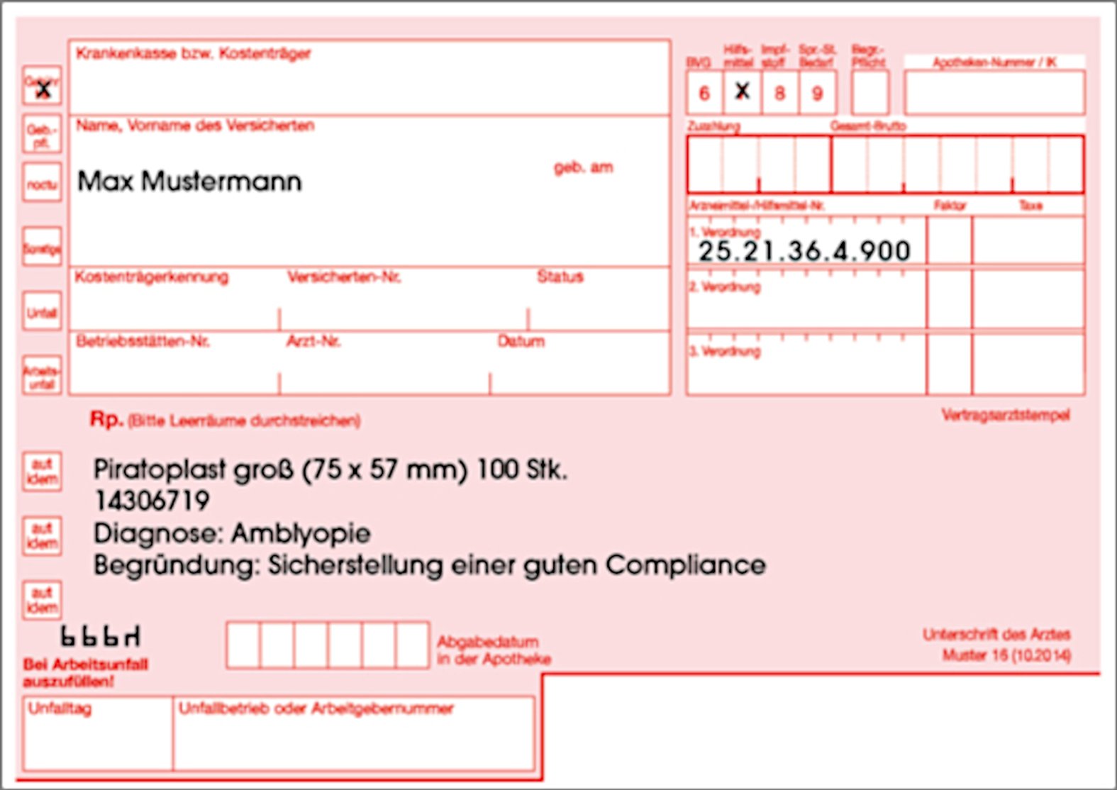 Rezept Hilfsmittel, Muster 16