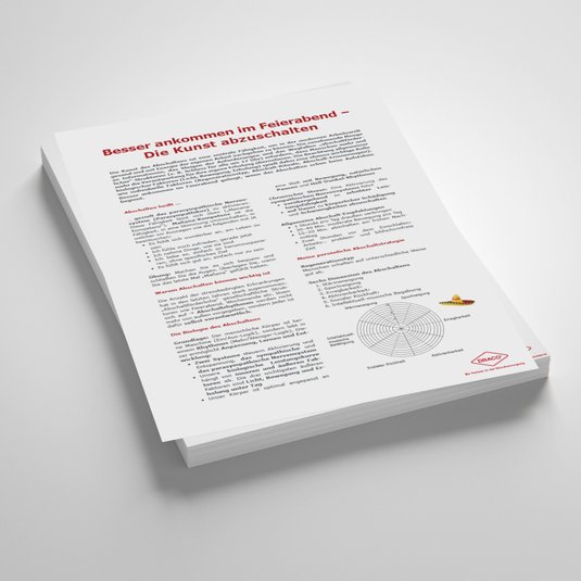 Vorschaubild Handout: Besser ankommen im Feierabend – Die Kunst abzuschalten