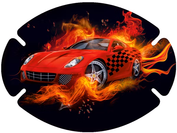 augenpflaster-motiv-auto.png Rotes Rennauto mit Flammen