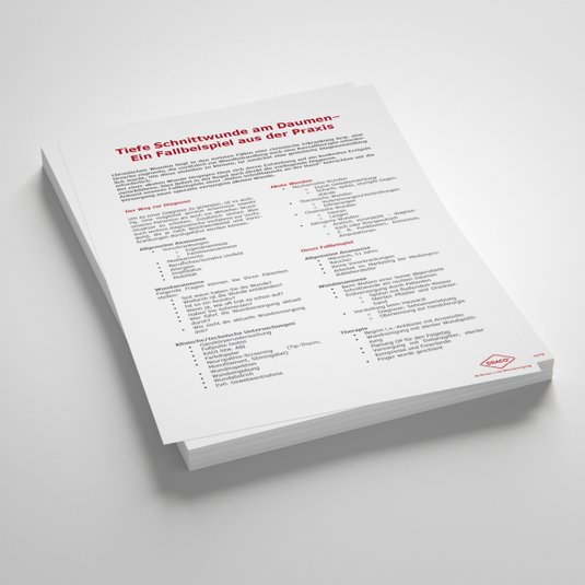 Handout: Fallbeispiel tiefe Schnittwunde am Daumen