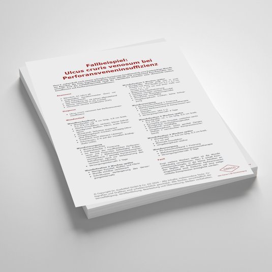 Vorschaubild Handout: Fallbeispiel: Ulcus cruris venosum bei Perforansveneninsuffizienz