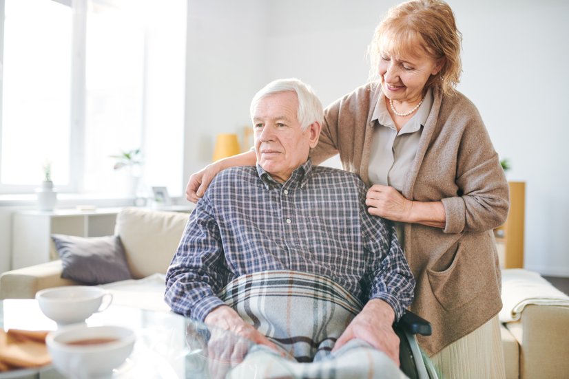 Pflegende Angehörige, Patient im Rollstuhl