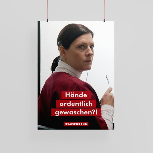 Pausenraum Plakat: "Hände waschen"