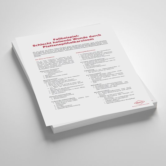Vorschaubild Handout: Fallbeispiel – Schlecht heilende Wunde durch Plattenepithelkarzinom