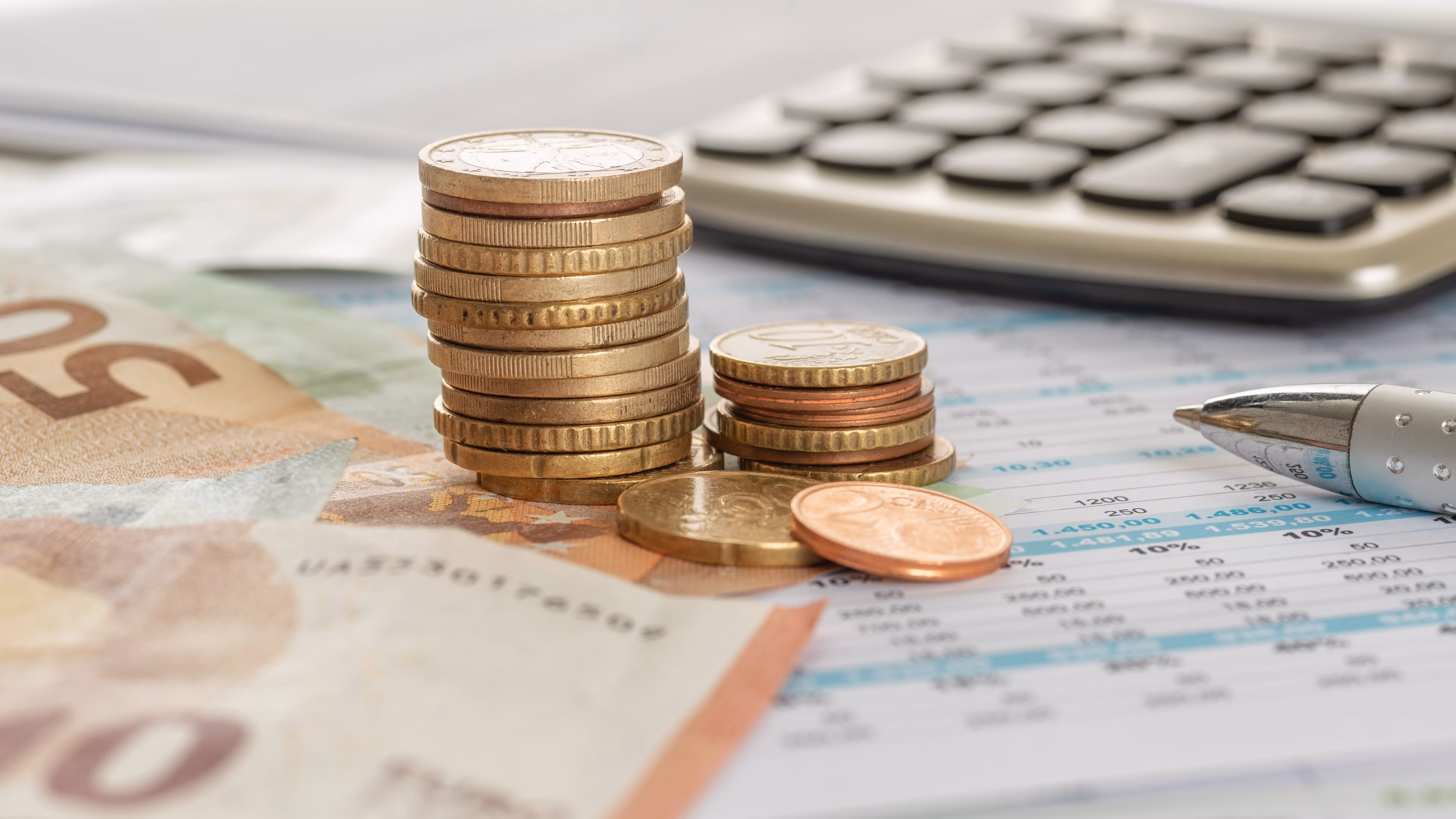 Abrechnung: Geld, Taschenrechner, Spreadsheet
